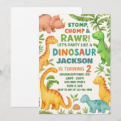 Aangepaste bewerkbare Dino Party Uitnodigen Feestdagenkaart (Voorkant / Achterkant)
