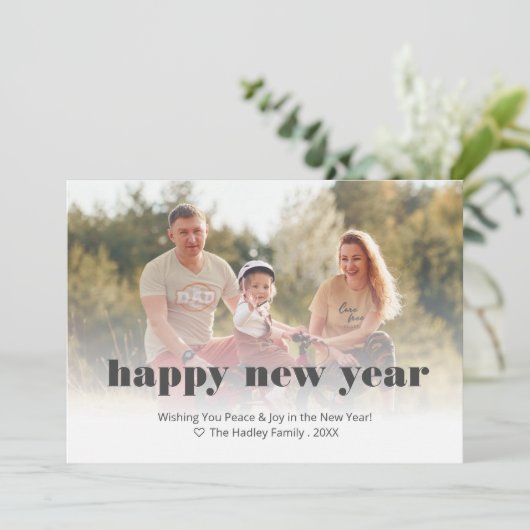 Aangepaste bewerkbare foto New Years Kaart (Staand voorkant)