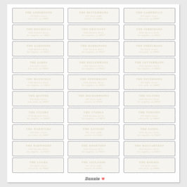 Aangepaste bewerkbare individuele bruiloft gastadr sticker