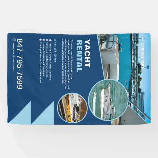 Aangepaste bewerkbare jachthuur spandoek (Horizontaal)