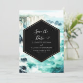 Aangepaste bewerkbare nautische bruiloft save the date (Staand voorkant)