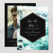 Aangepaste bewerkbare nautische bruiloft save the date (Voorkant / Achterkant)