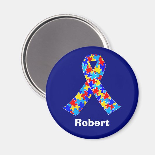 Aangepaste bewustmaking voor autisme lint blauw op magneet (Voorkant / Achterkant)