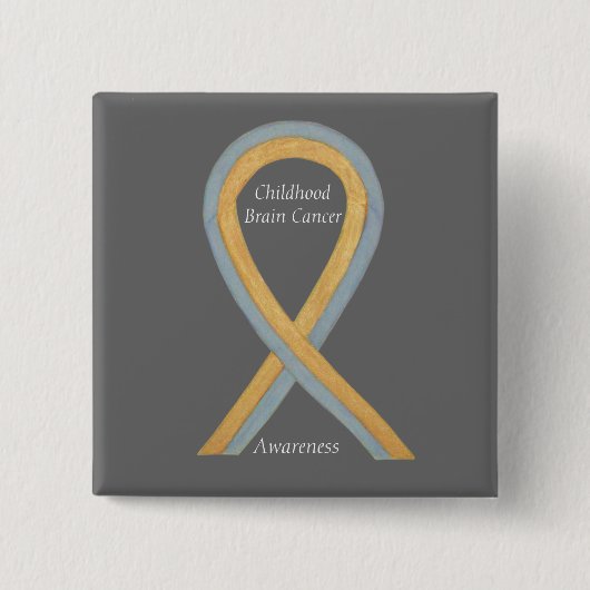 Aangepaste bewustmakingsring van kinderbrein tegen vierkante button 5,1 cm (Voorkant)