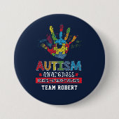 Aangepaste bewustwording autisme, onderwijs en bel ronde button 7,6 cm (Voorkant)