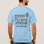Aangepaste bewustwording van autisme Wees geduldig T-shirt (Achterkant)