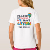 Aangepaste bewustwording van autisme Wees geduldig T-shirt (Achterkant)
