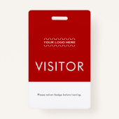 Aangepaste bezoekersbadge met Logo | Rood Badge (Achterkant)