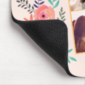 Aangepaste BFF 2 Foto Koraal Roze Waterverf Bloem Muismat (Hoek)