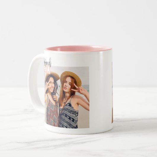 Aangepaste BFF 4EVA-foto-Mok Tweekleurige Koffiemok (Voorkant links)