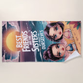 Aangepaste BFF Beste Vrienden Chibi BFF Gepersonal Strandlaken (Voorkant)