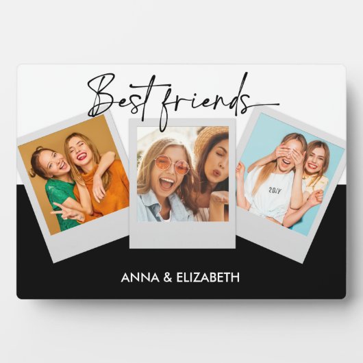 Aangepaste BFF-cadeaus 3 Foto Collage Modern Scrip Fotoplaat (voorkant)