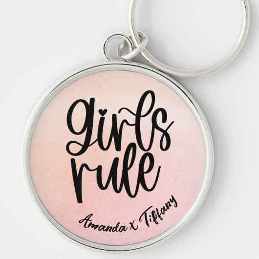 Aangepaste BFF Name Girls Rule Friendship Sleutelhanger (Voorkant)