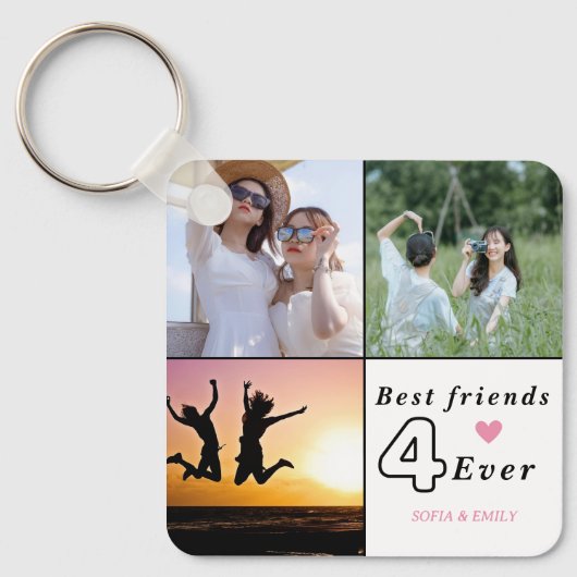Aangepaste BFF Photo Collage Sleutelhanger – met n (Voorkant)