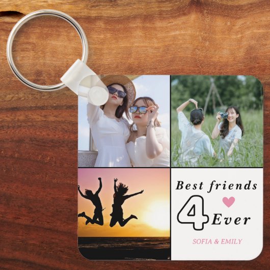 Aangepaste BFF Photo Collage Sleutelhanger – met n (Voorkant)