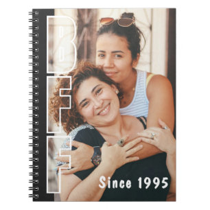 Aangepaste BFF Sinds Jaar Foto Illusie Zwart Notitieboek