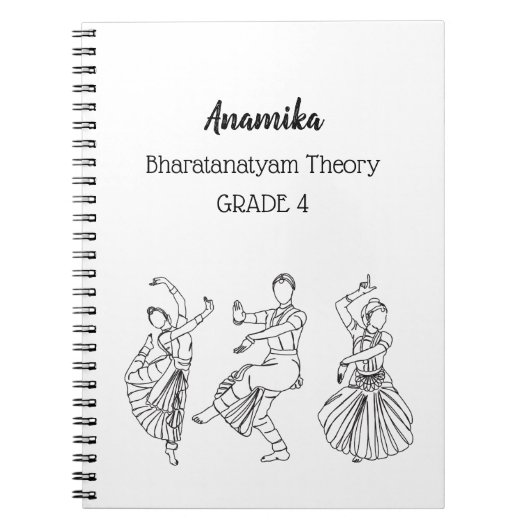 Aangepaste bharatanatyam dans theorie Spiraal Note Notitieboek (Voorkant)