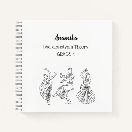 Aangepaste bharatanatyam dans theorie Spiraal Note Notitieboek (Voorkant)
