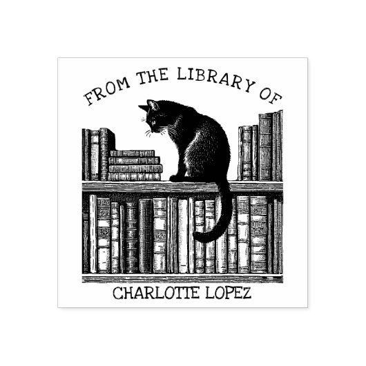 Aangepaste Bibliotheek Kat, Boek Rubberstempel (Afrduk)