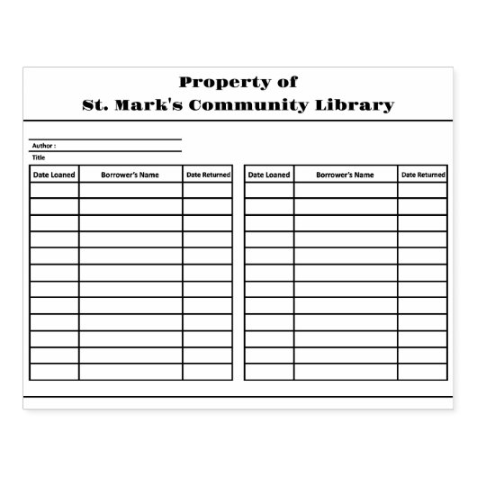 Aangepaste bibliotheek leenster record bookplate rubberstempel (Afrduk)