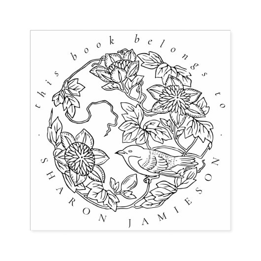 Aangepaste bibliotheek met bijpassende vogelnaam ( rubberstempel (Afrduk)