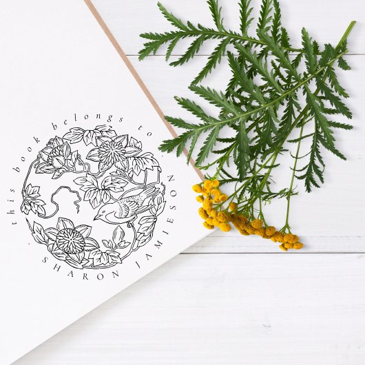 Aangepaste bibliotheek met bijpassende vogelnaam ( rubberstempel