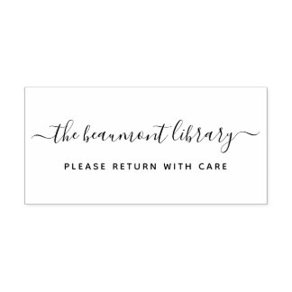 Aangepaste bibliotheek met moderne naam retournere rubberstempel