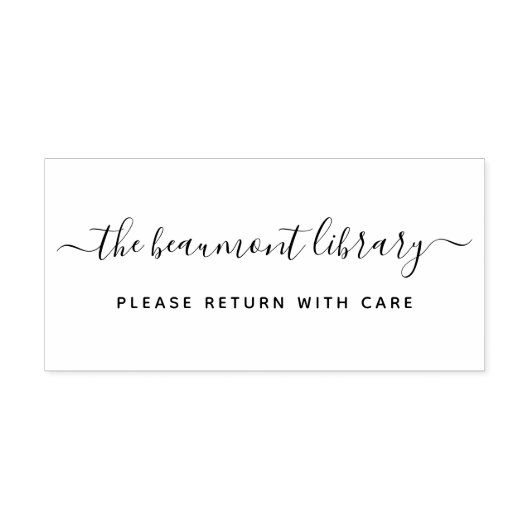 Aangepaste bibliotheek met moderne naam retournere rubberstempel (Afrduk)