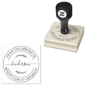 Aangepaste Bibliotheek Stempel Bloemen Boek (Gestempeld)