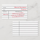 Aangepaste bibliotheek uitleenkaart tafel nummers klantenkaartje (Voorkant / Achterkant)