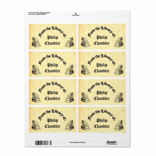 Aangepaste "Bibliotheek van" boek Art Labels (Full Sheet)