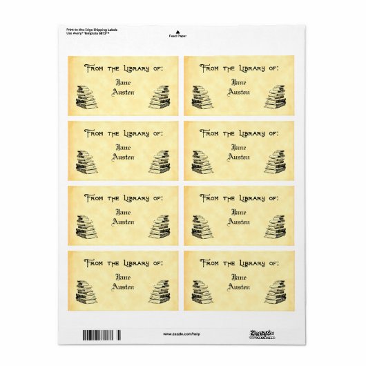 Aangepaste 'Bibliotheek van'  kunstlabels Etiket (Full Sheet)