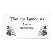 Aangepaste 'Bibliotheek van'  kunstlabels Etiket (Voorkant)