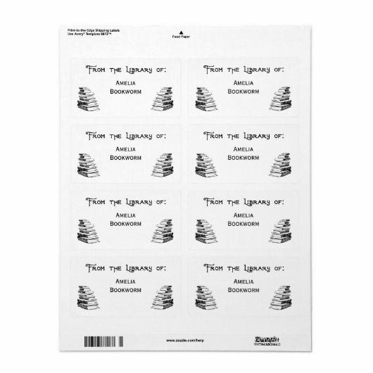 Aangepaste 'Bibliotheek van'  kunstlabels Etiket (Full Sheet)
