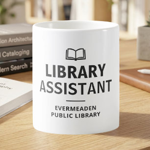 Aangepaste bibliotheekassistent voor boekenliefheb koffiemok