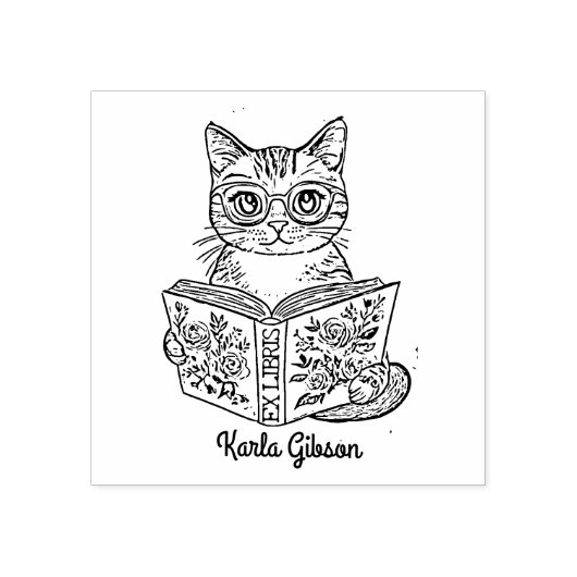 Aangepaste  bibliotheekkat rubberstempel (Afrduk)