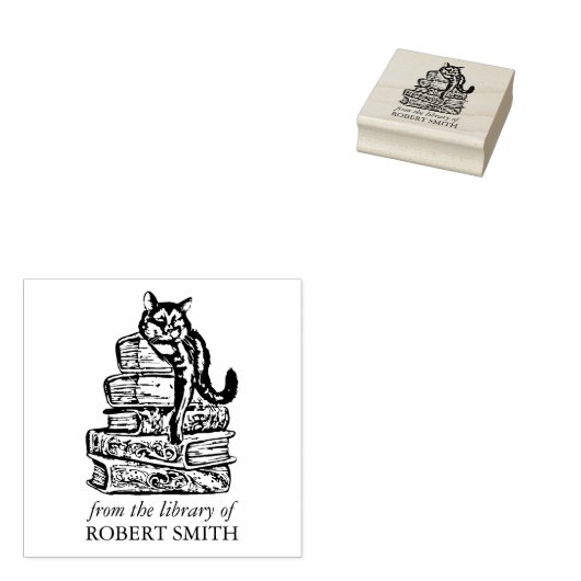 Aangepaste bibliotheekkat rubberstempel (Gestempeld)