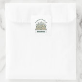 Aangepaste bibliotheeknaam bloemsticker vierkante sticker (Tas)