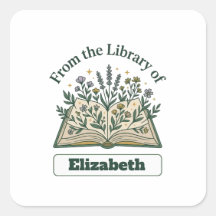 Aangepaste bibliotheeknaam bloemsticker