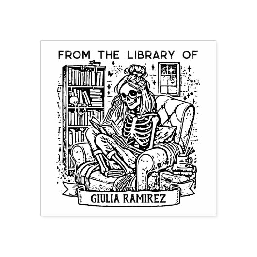Aangepaste bibliotheekschedel rubberstempel (Afrduk)