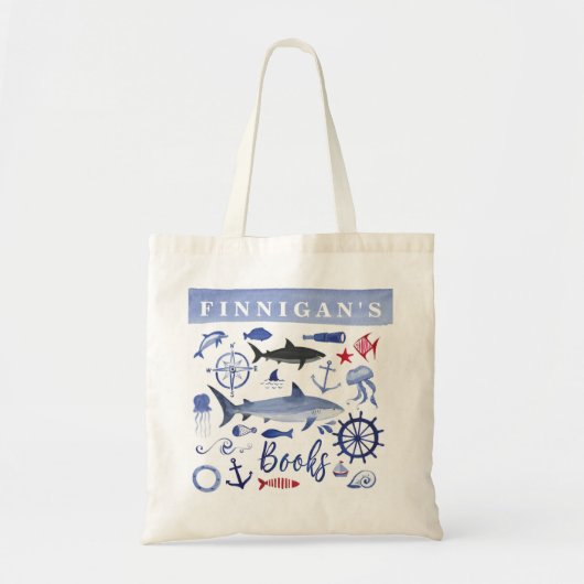 Aangepaste bibliotheektas voor autische haaien voo tote bag (Voorkant)