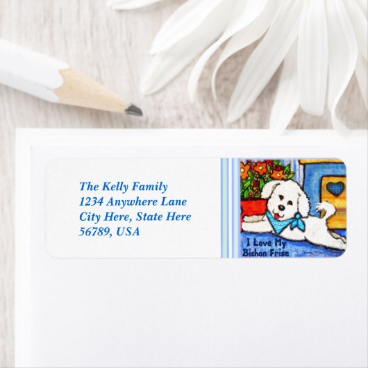 Aangepaste Bichon Frise hond retour adreslabels Etiket (Insitu)