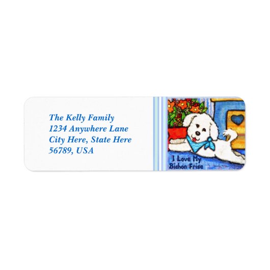 Aangepaste Bichon Frise hond retour adreslabels Etiket (Voorkant)