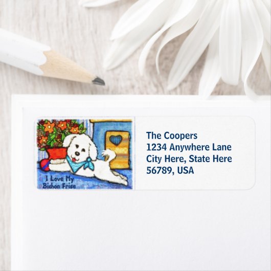 Aangepaste Bichon Frise hond retour adreslabels Etiket (Insitu)