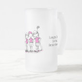 Aangepaste biermok voor damesgolfcompetitie - Roze Matglas Bierpul (Voorkant rechts)