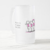 Aangepaste biermok voor damesgolfcompetitie - Roze Matglas Bierpul (Voorkant links)