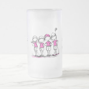 Aangepaste biermok voor damesgolfcompetitie - Roze Matglas Bierpul