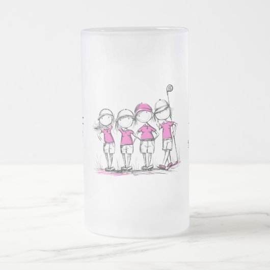 Aangepaste biermok voor damesgolfcompetitie - Roze Matglas Bierpul (Center)