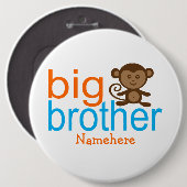 Aangepaste Big Brother Monkey-Buttonnen Ronde Button 6,0 Cm (Voorkant /achterkant)