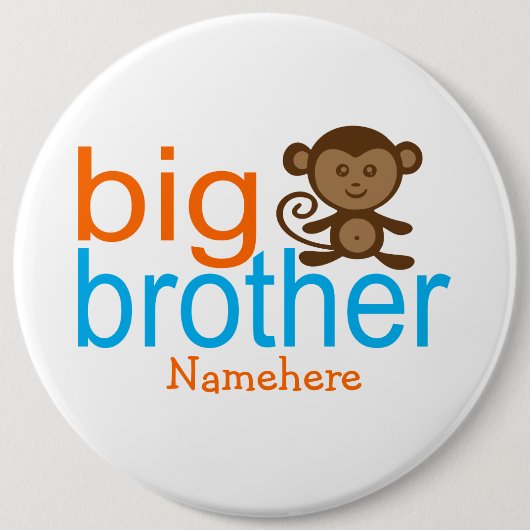 Aangepaste Big Brother Monkey-Buttonnen Ronde Button 6,0 Cm (Voorkant)